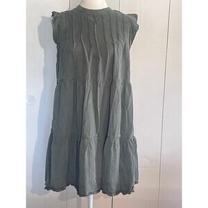 Velvet Heart Size Medium‎ Army Green Sleeveless Dress w/ Tiered Skirt